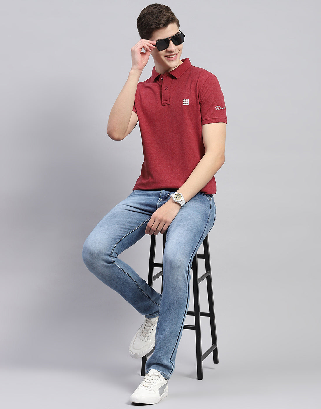 Rock.it Men Maroon Solid Polo Collar Half Sleeve T-Shirt