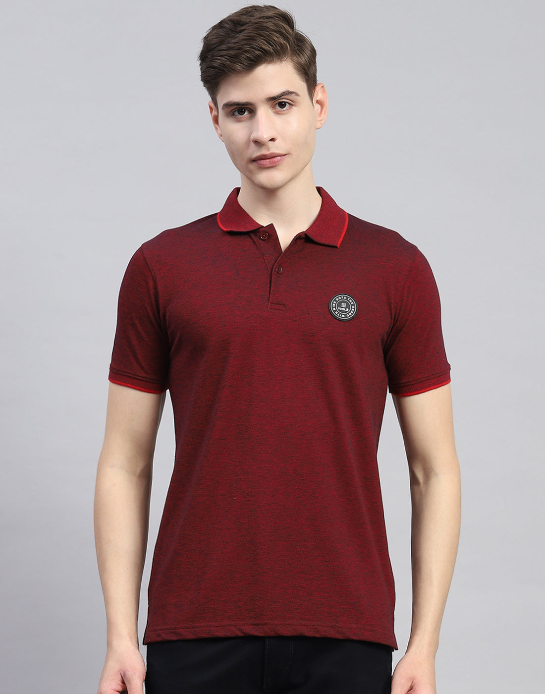 Rock.it Men Maroon Solid Polo Collar Half Sleeve T-Shirt