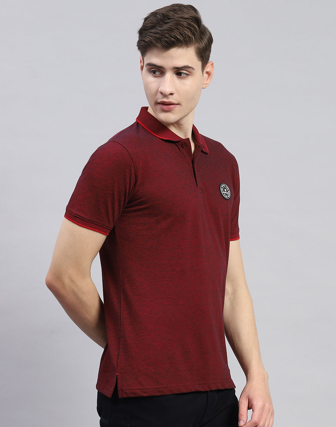 Rock.it Men Maroon Solid Polo Collar Half Sleeve T-Shirt