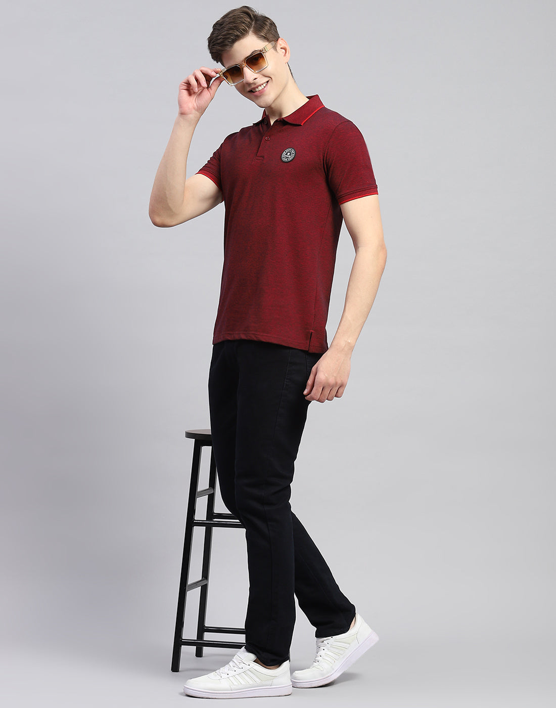Rock.it Men Maroon Solid Polo Collar Half Sleeve T-Shirt