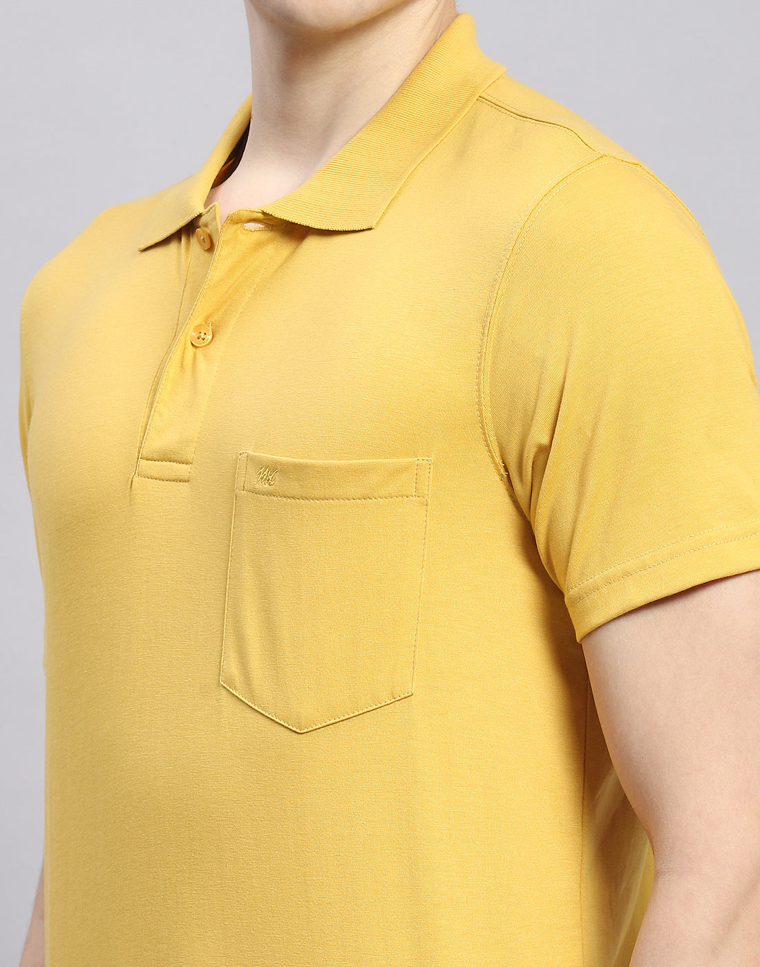 Men Yellow Solid Polo Collar Half Sleeve T-Shirt