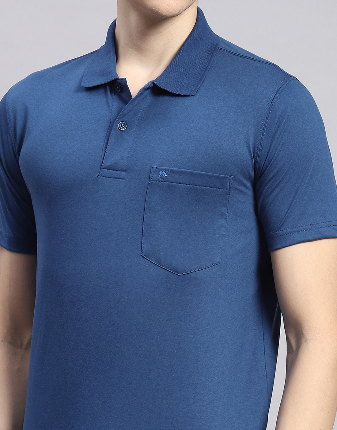 Men Navy Blue Solid Polo Collar Half Sleeve T-Shirt