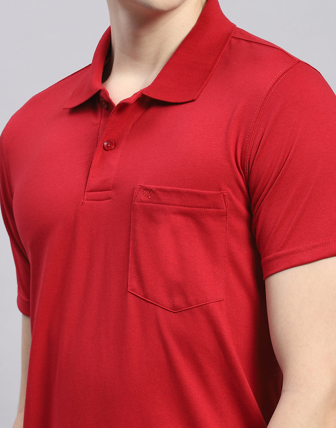Men Red Solid Polo Collar Half Sleeve T-Shirt