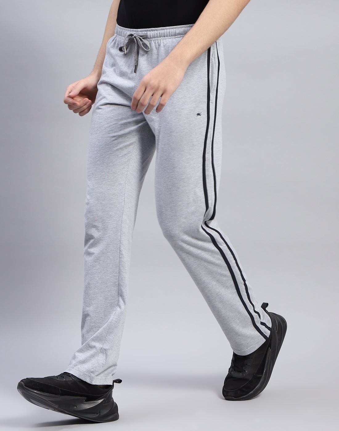 Men Grey Melange Solid Regular Fit Lower