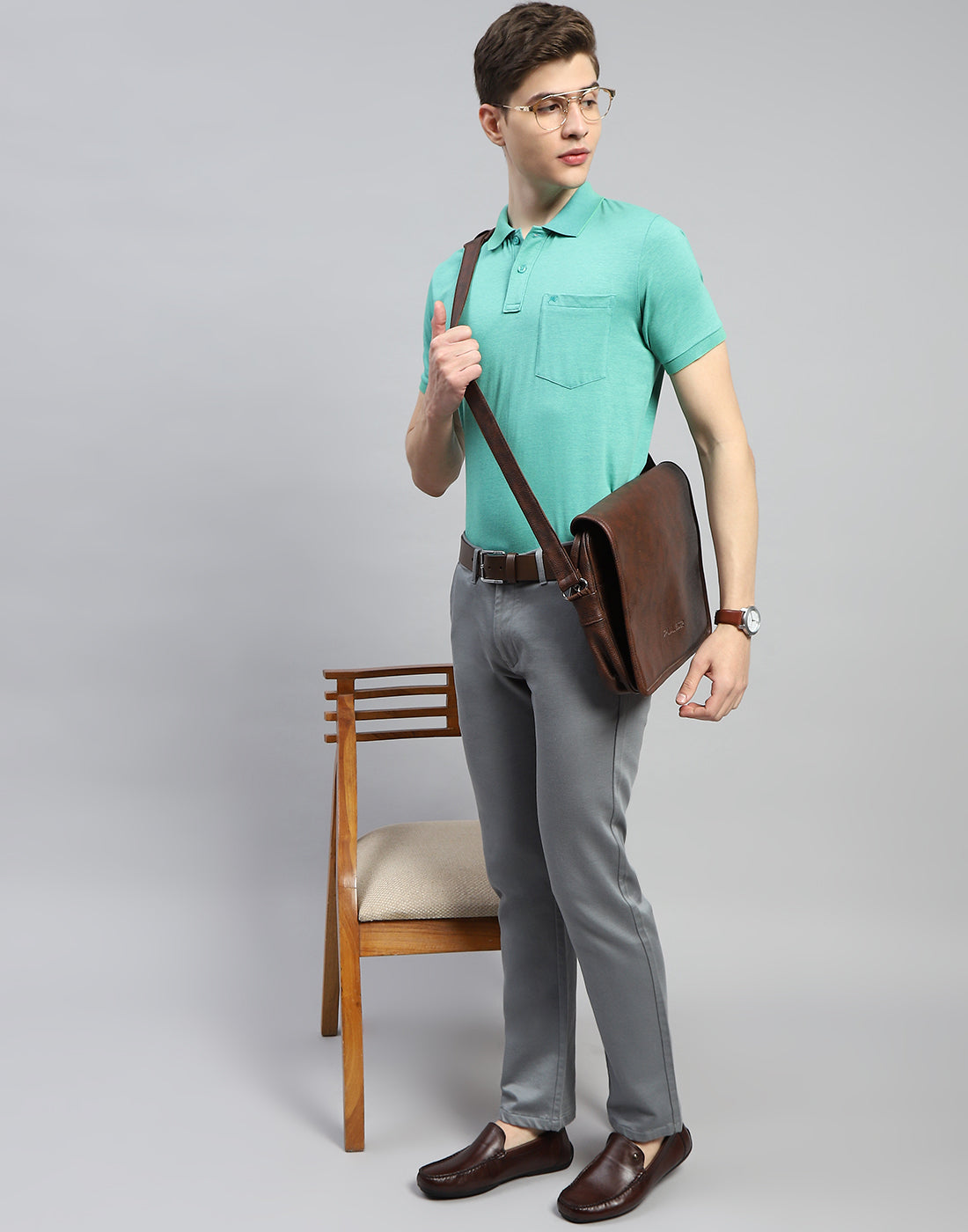 Men Turquoise Blue Solid Polo Collar Half Sleeve T-Shirt