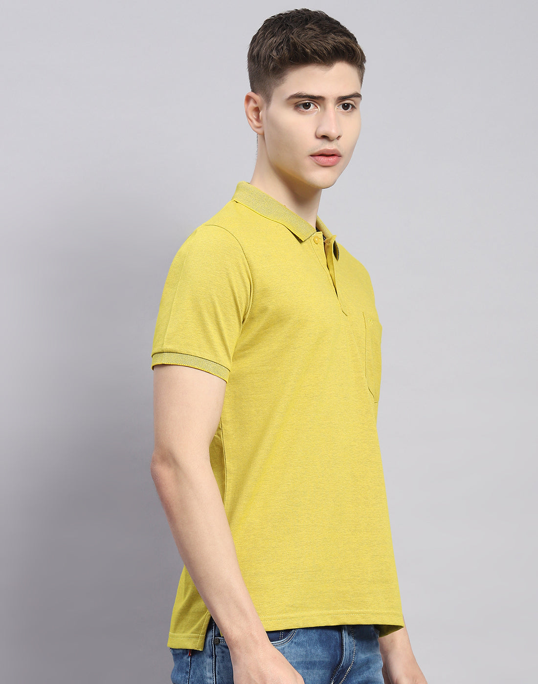 Men Lime Green Solid Polo Collar Half Sleeve T-Shirt