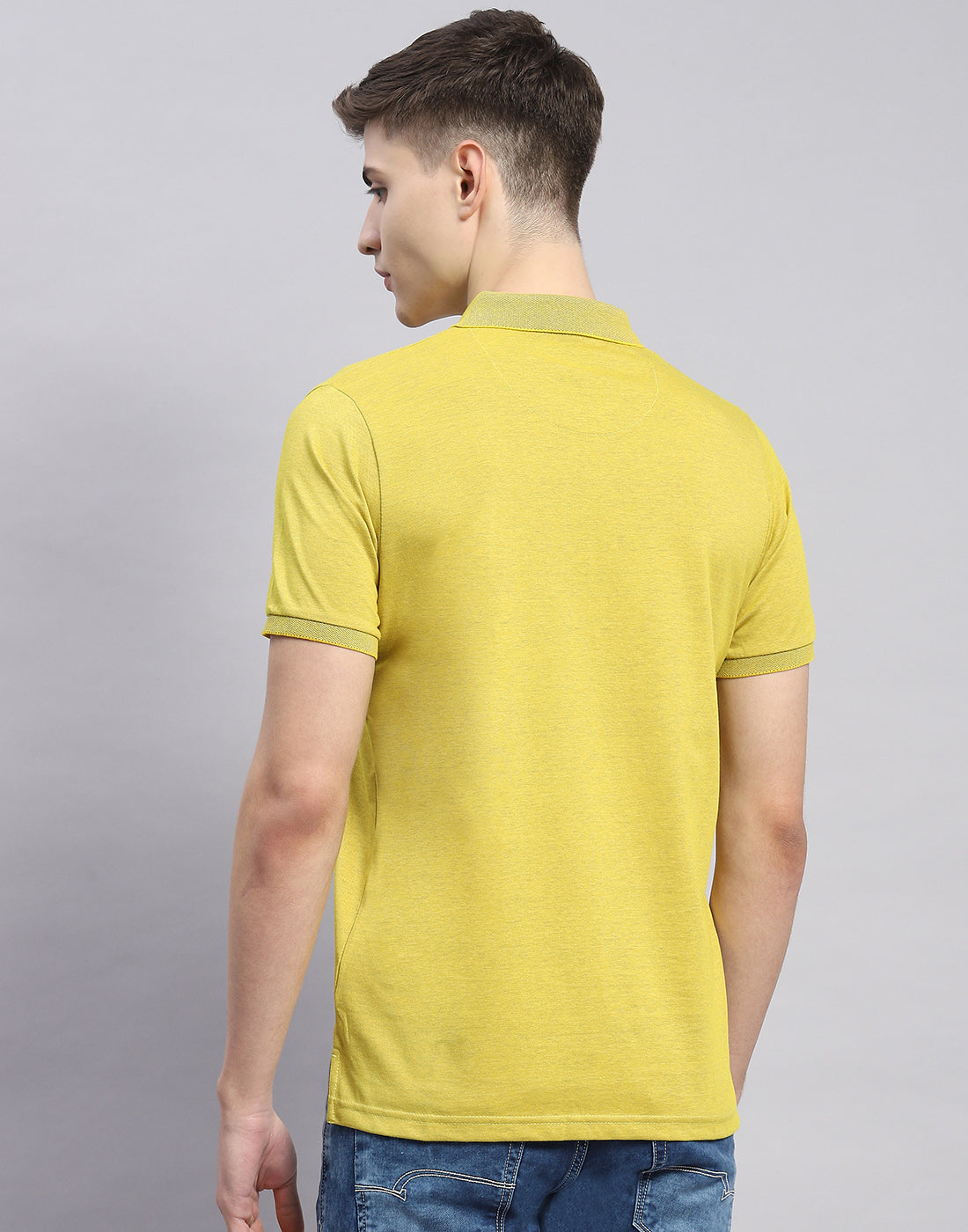 Men Lime Green Solid Polo Collar Half Sleeve T-Shirt