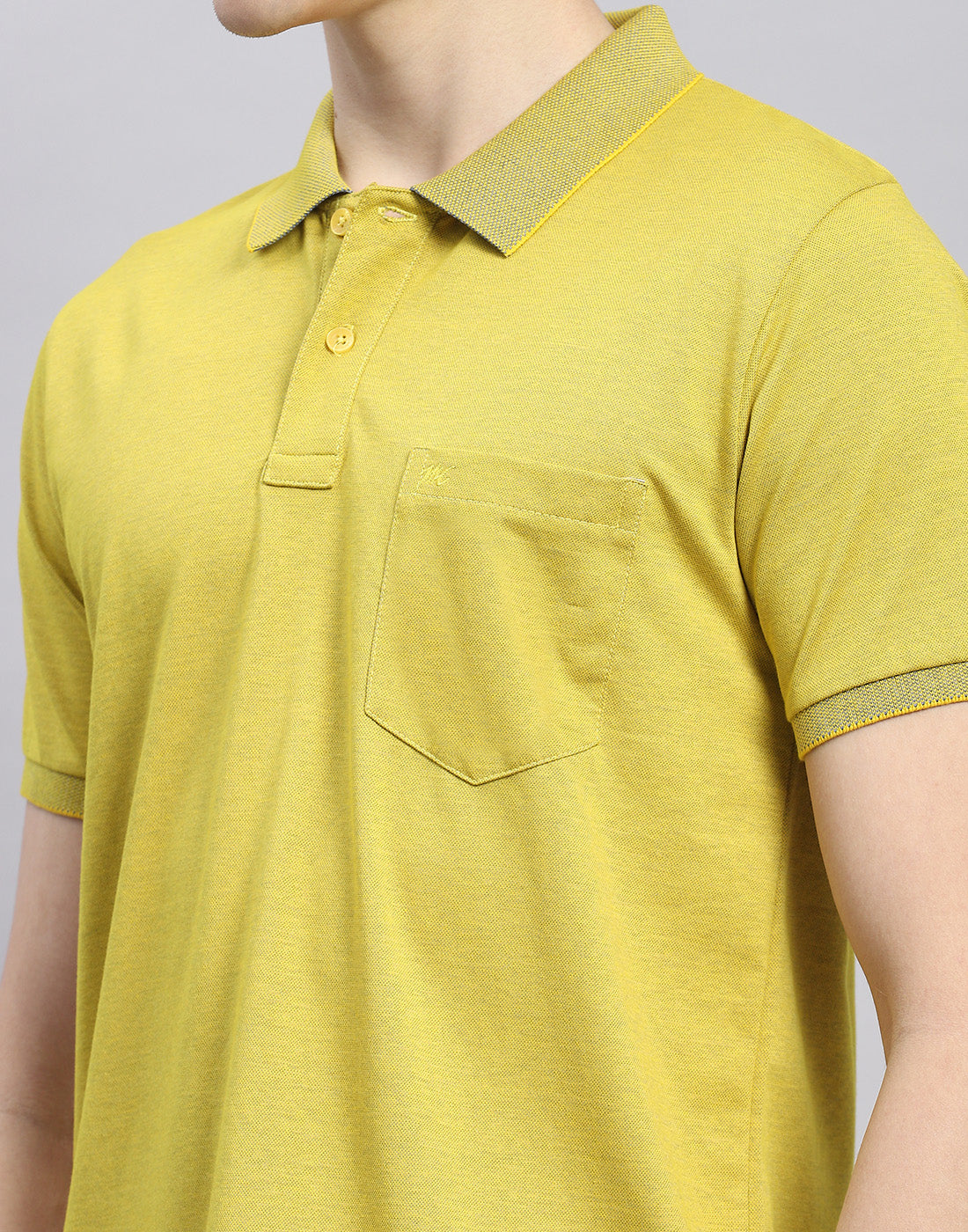 Men Lime Green Solid Polo Collar Half Sleeve T-Shirt