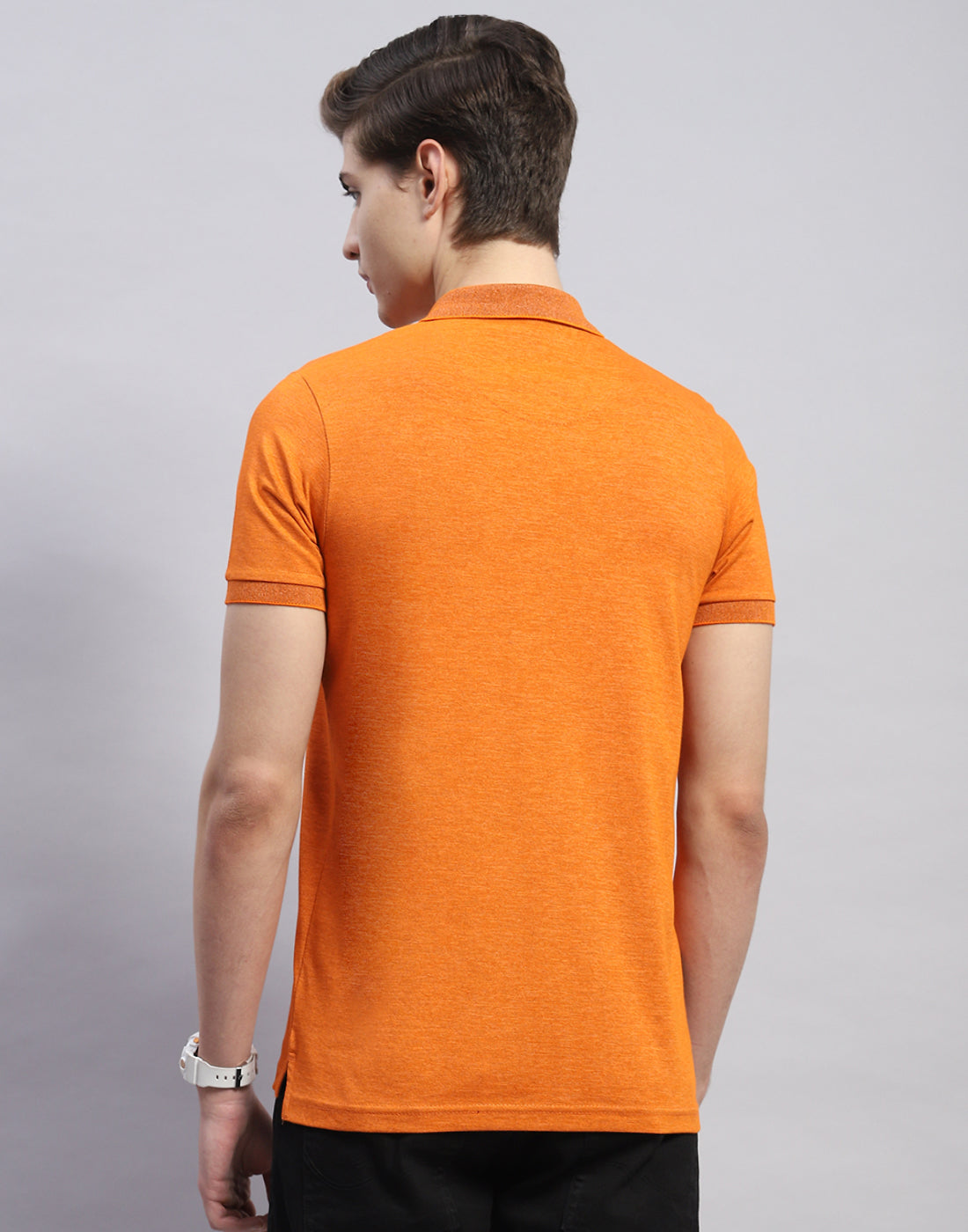 Men Orange Solid Polo Collar Half Sleeve T-Shirt