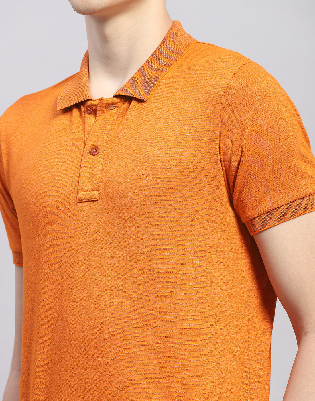 Men Orange Solid Polo Collar Half Sleeve T-Shirt