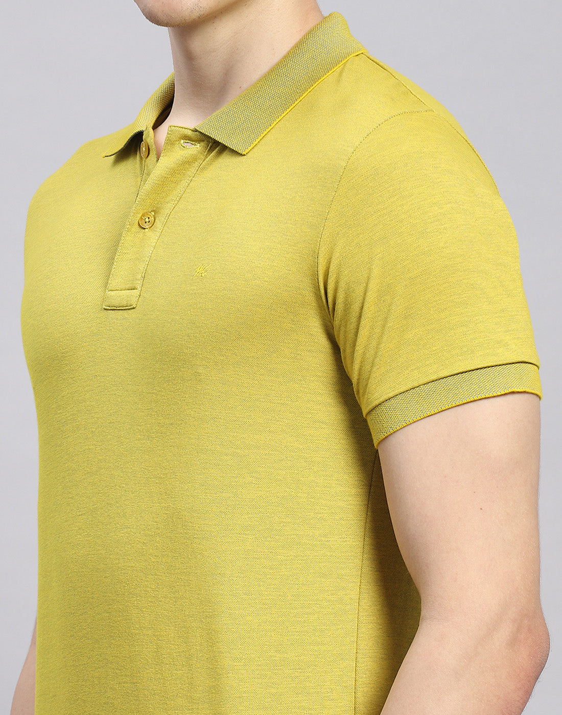 Men Lime Green Solid Polo Collar Half Sleeve T-Shirt
