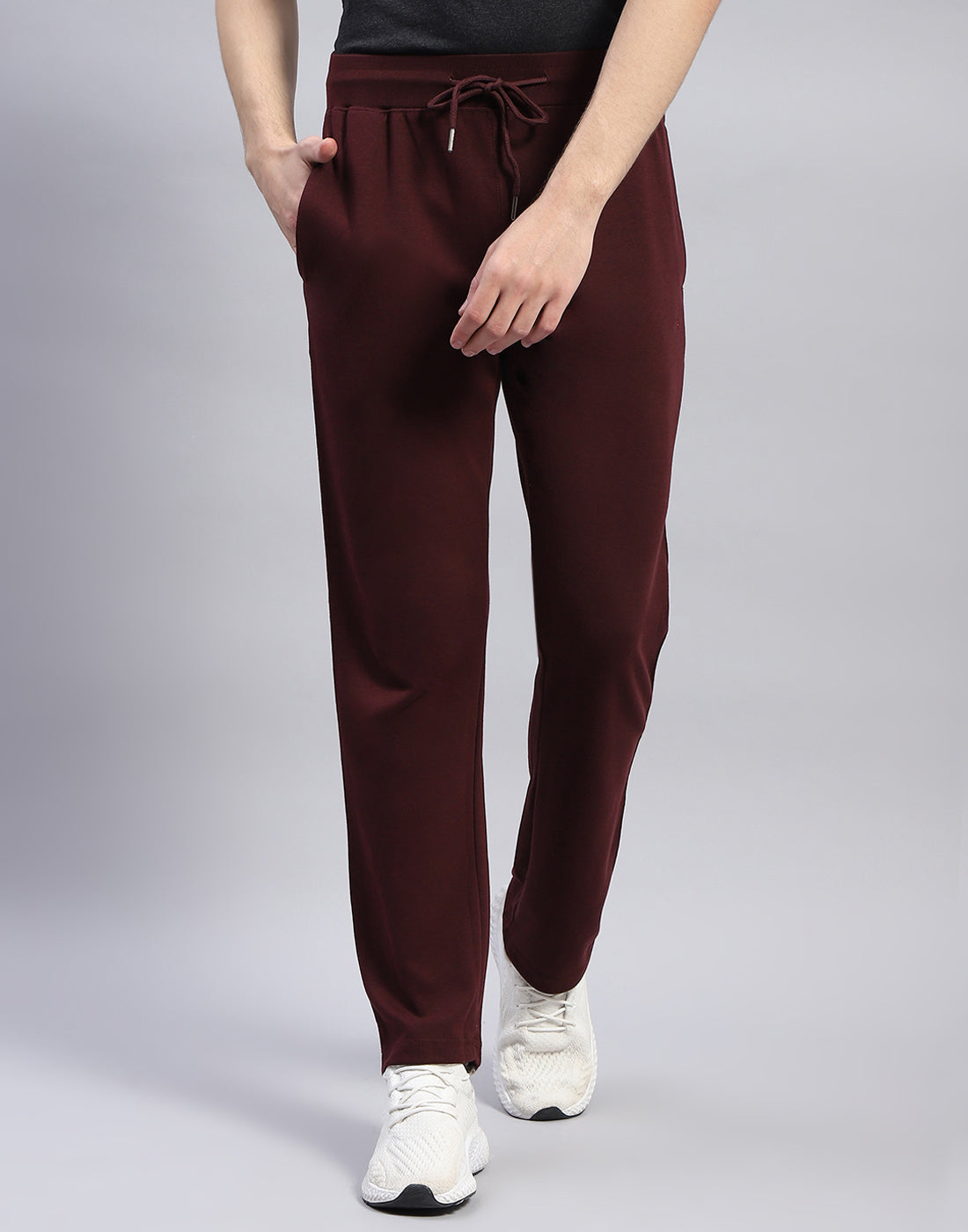 Men Maroon Solid Regular Fit Lower