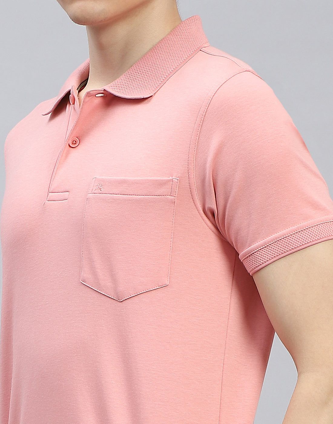 Men Pink Solid Polo Collar Half Sleeve T-Shirt