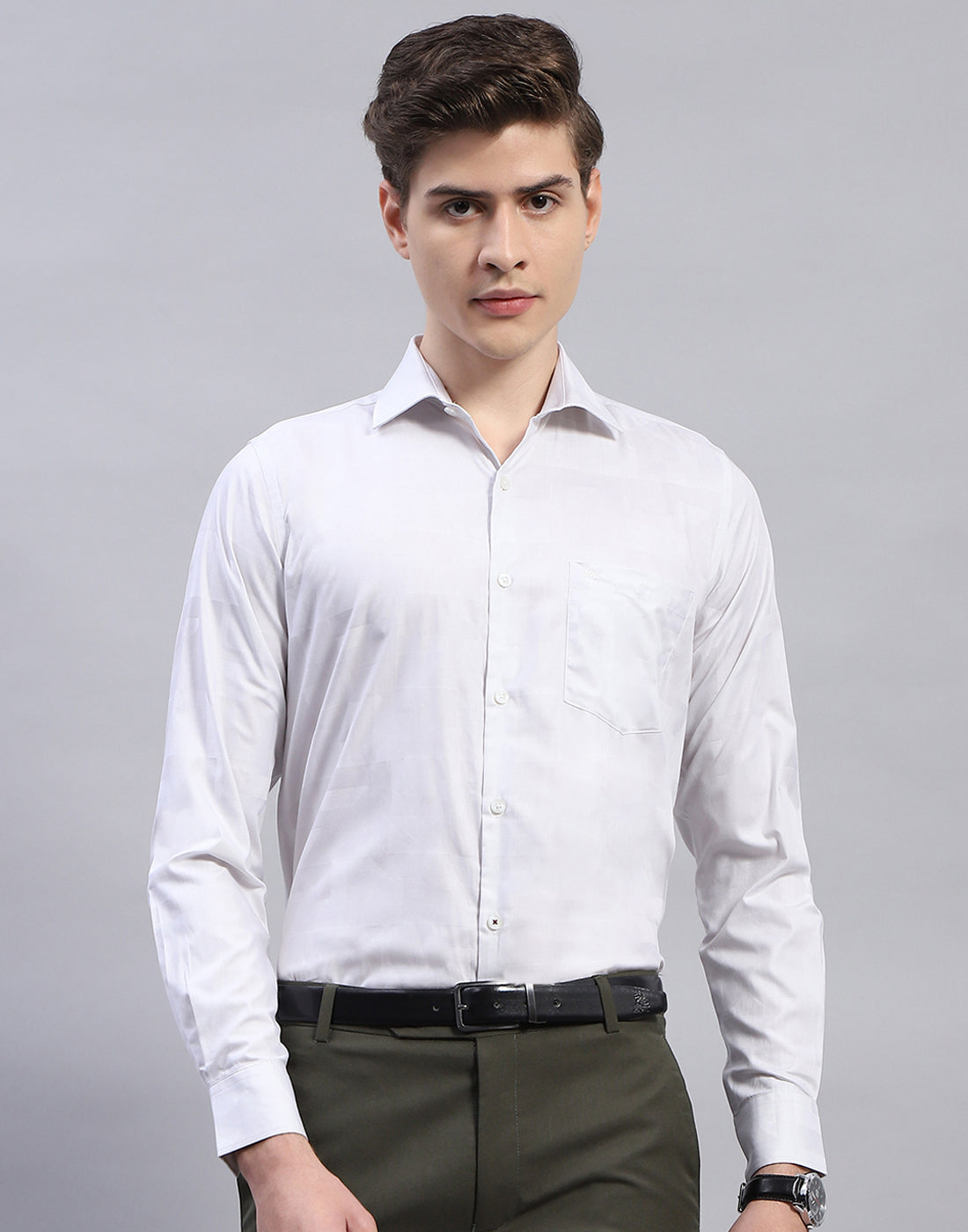 Men Blue Solid Collar Full Sleeve Shirt