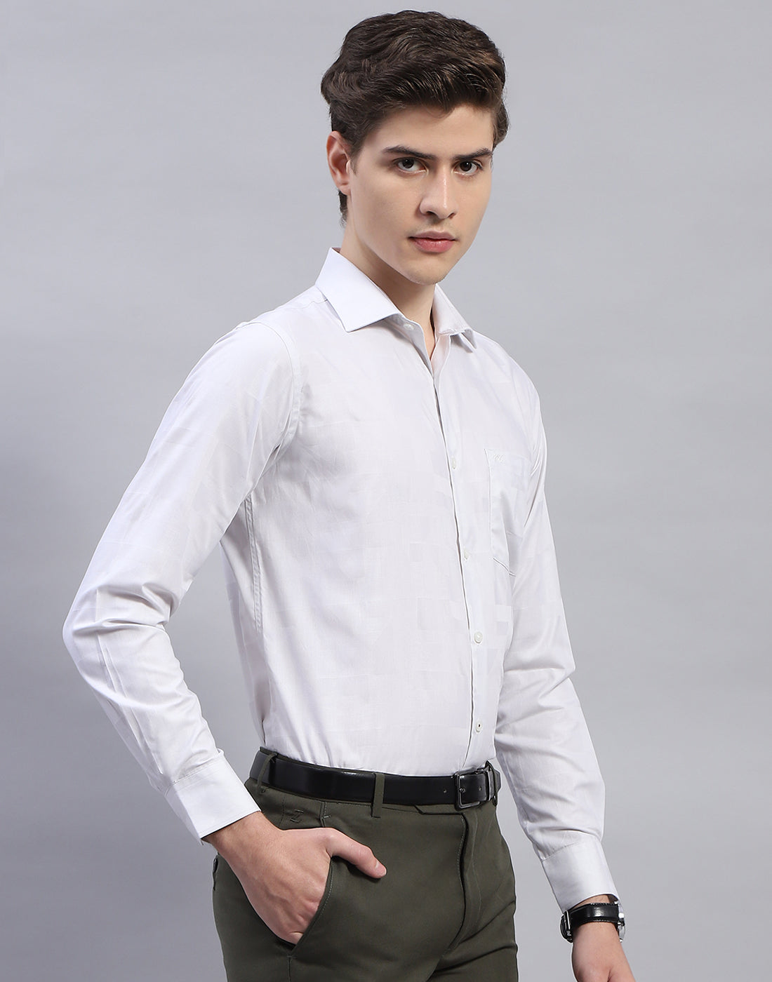 Men Blue Solid Collar Full Sleeve Shirt