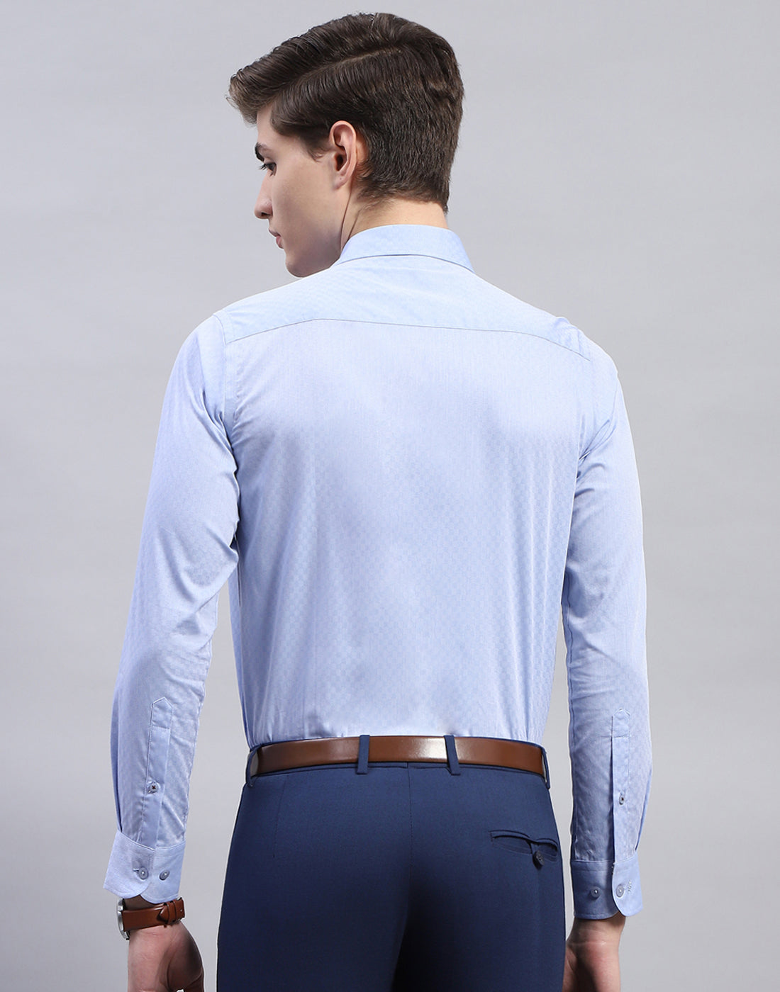 Men Blue Solid Collar Full Sleeve Shirt