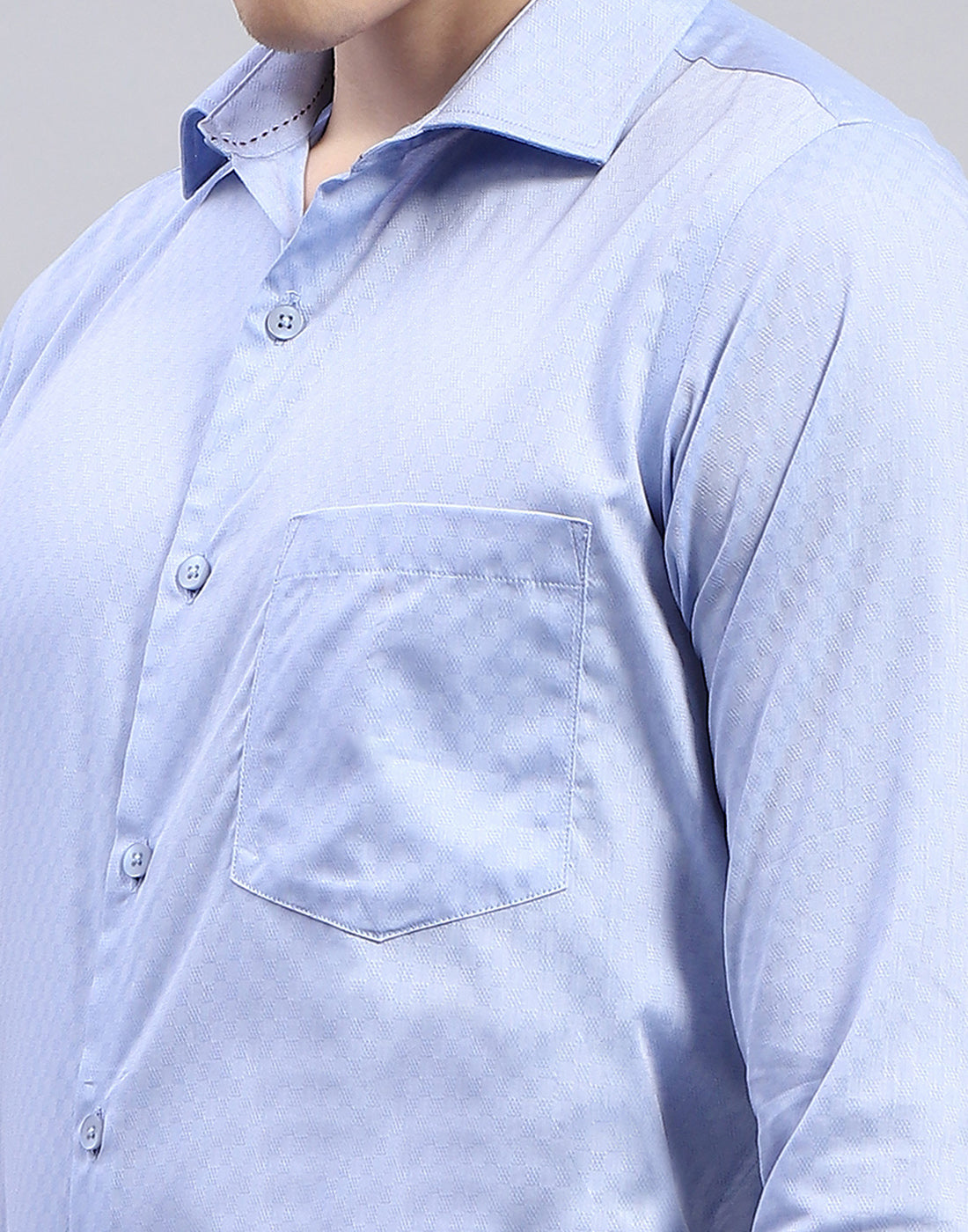 Men Blue Solid Collar Full Sleeve Shirt