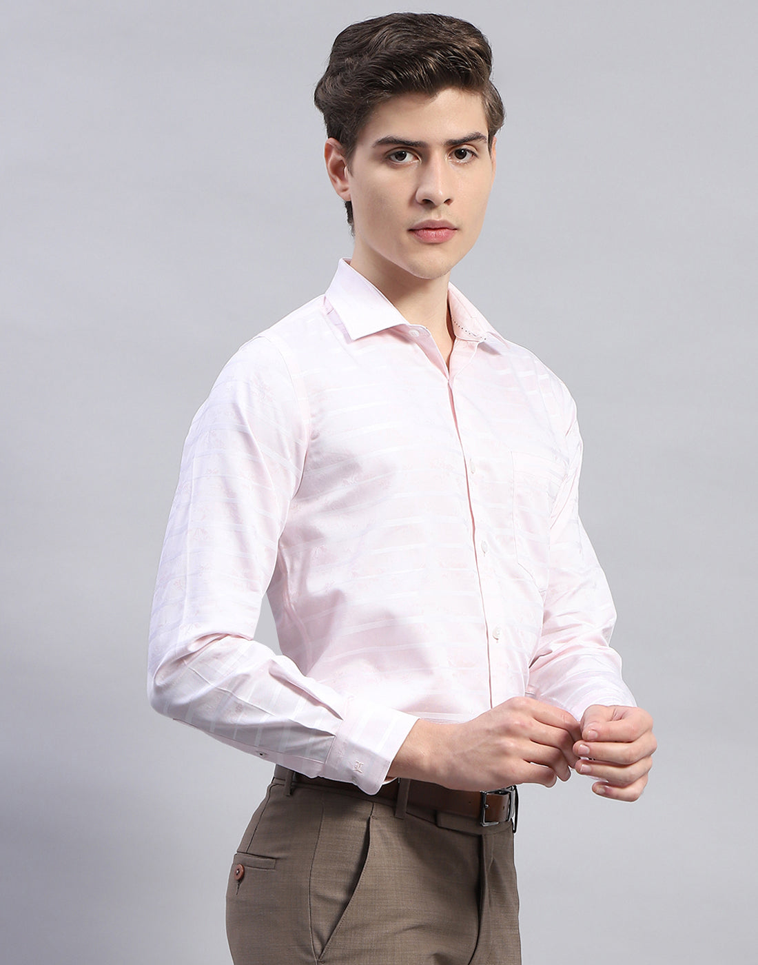 Men Pink Solid Collar Full Sleeve Shirt