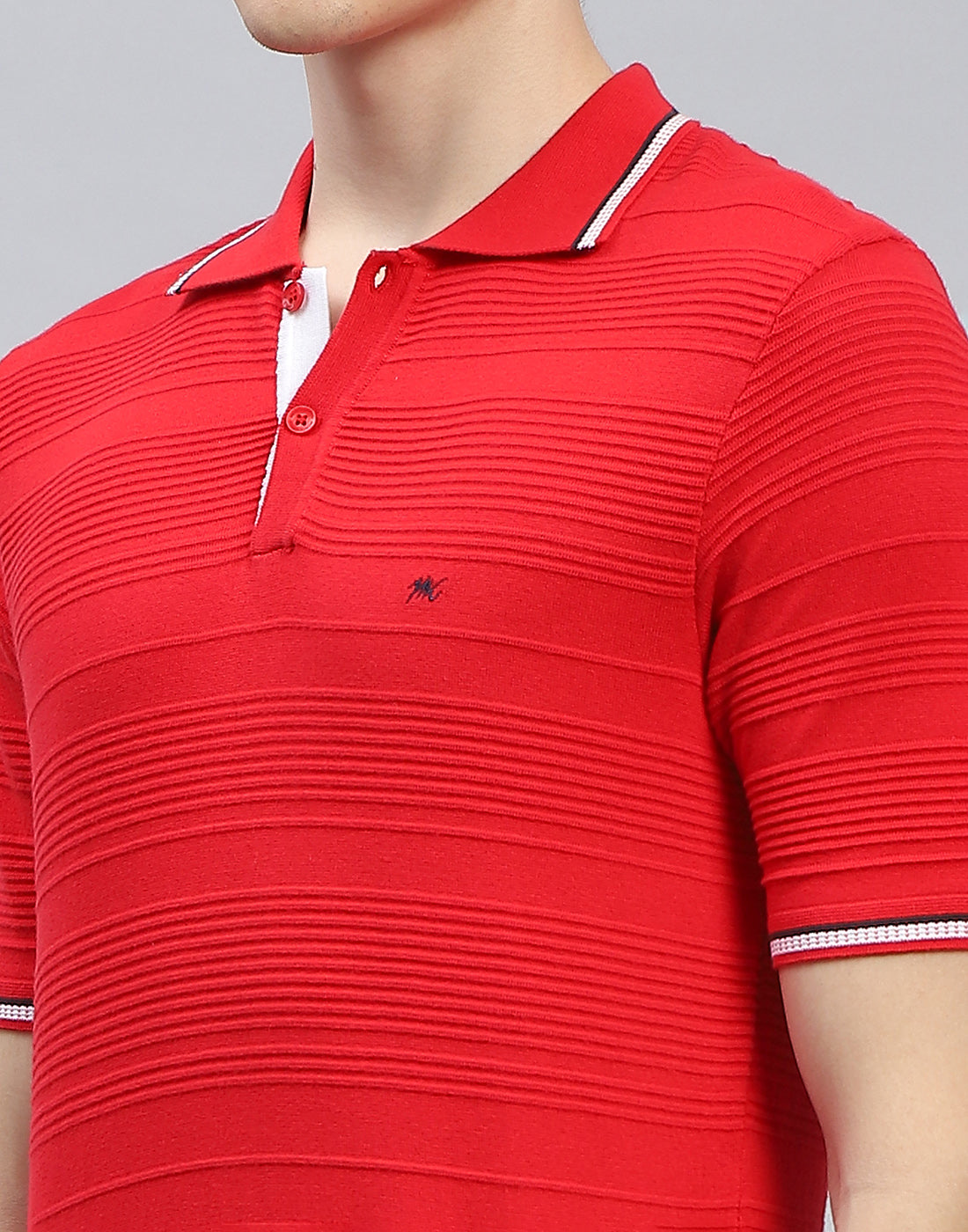 Men Red Solid Polo Collar Half Sleeve T-Shirt