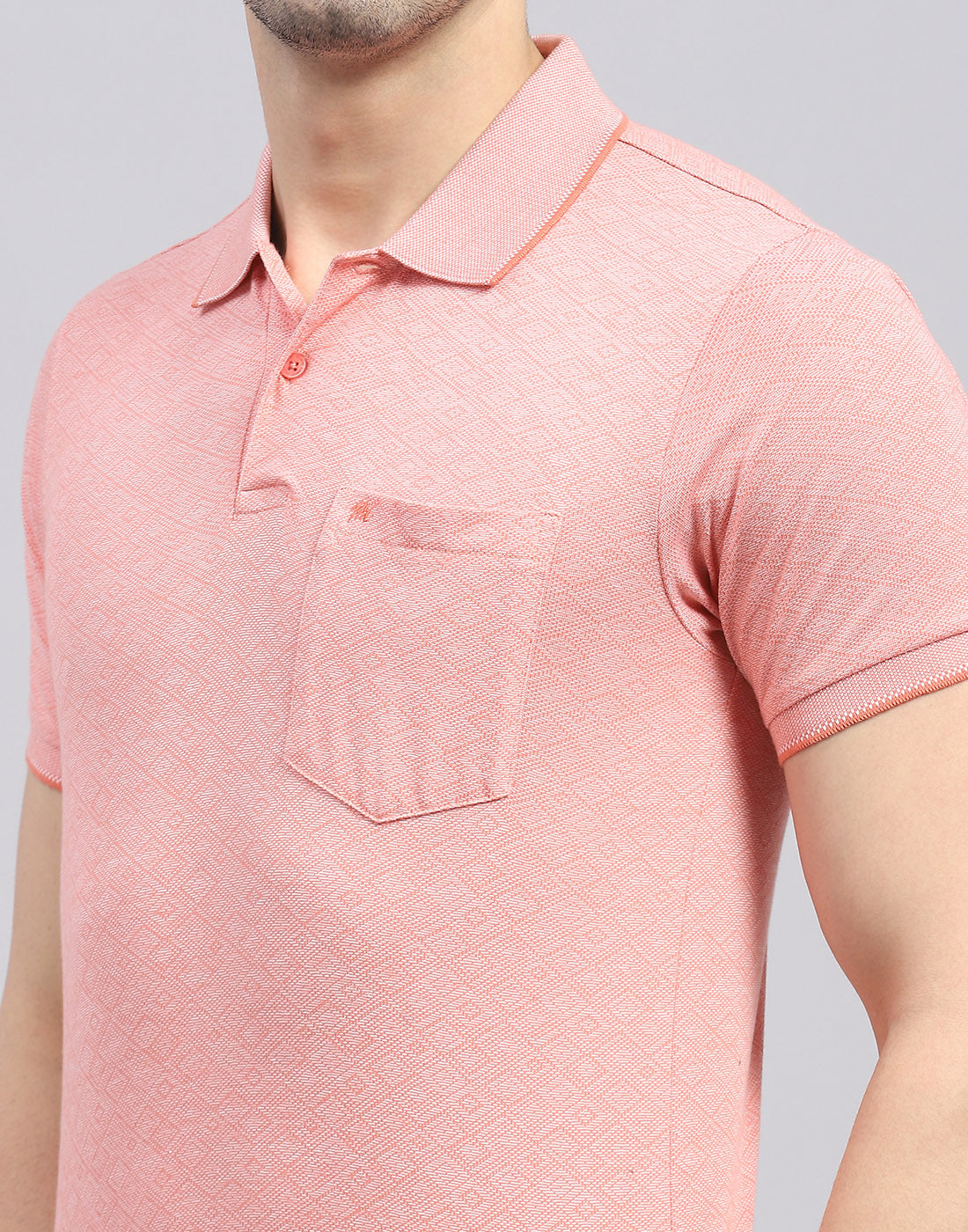 Men Pink Printed Polo Collar Half Sleeve T-Shirt