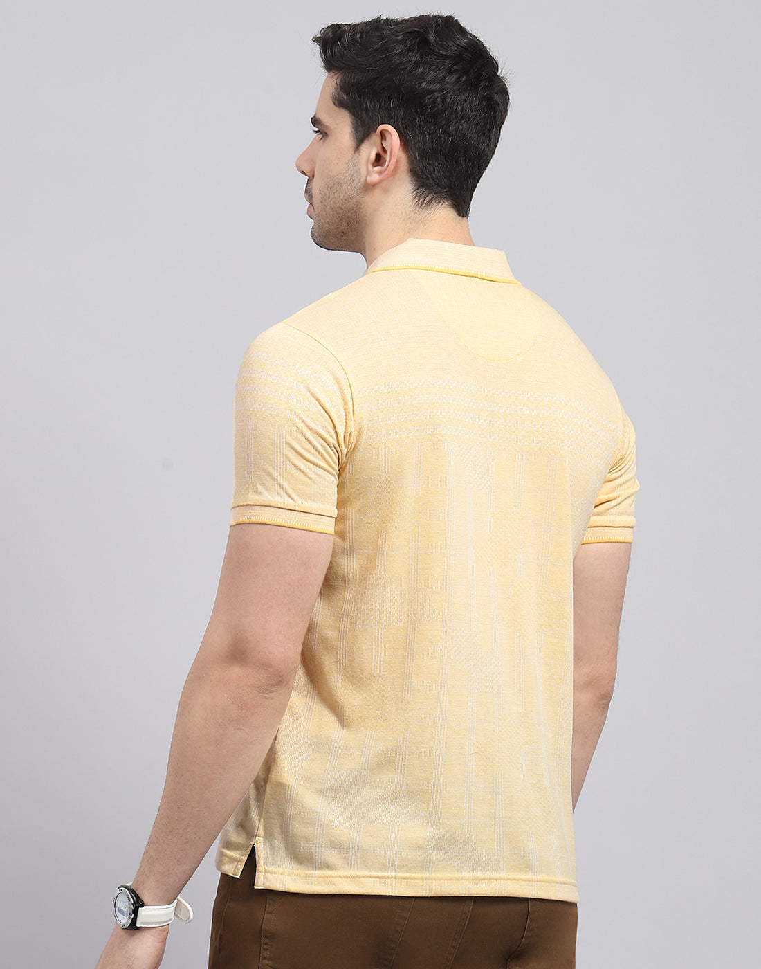 Men Beige Printed Polo Collar Half Sleeve T-Shirt