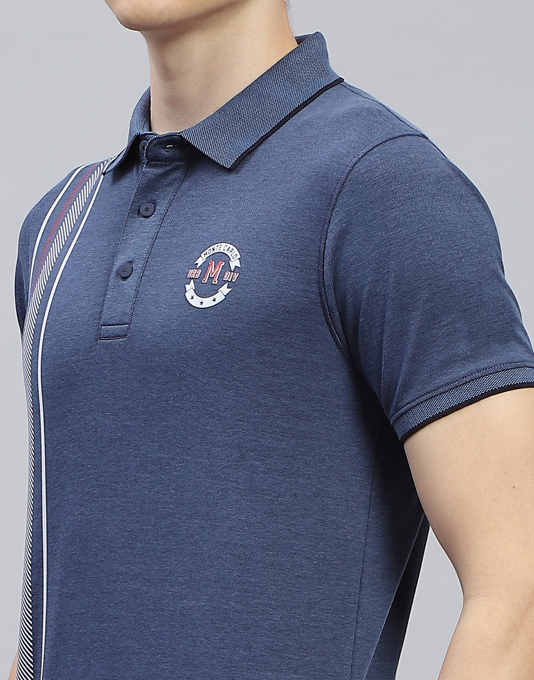 Men Navy Blue Solid Polo Collar Half Sleeve T-Shirt