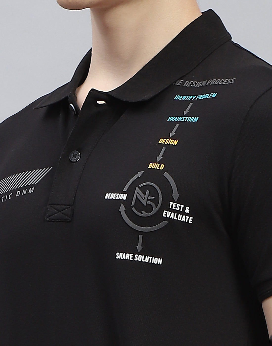 Men Black Printed Polo Collar Half Sleeve T-Shirt