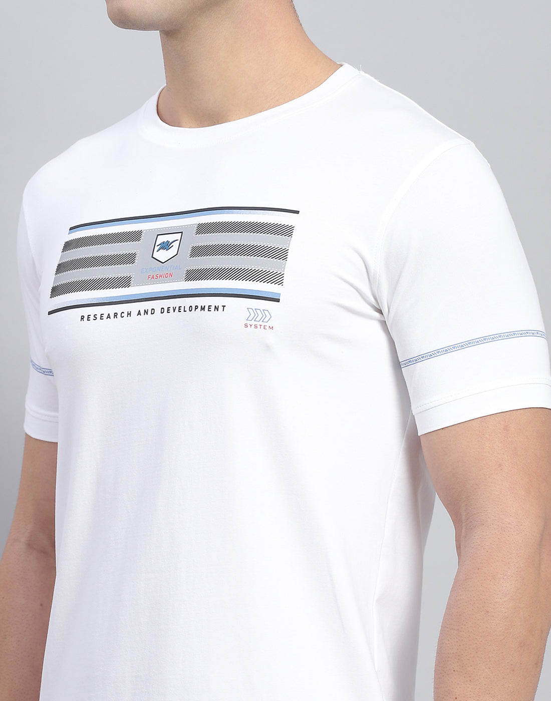 Men White Printed Round Neck Half Sleeve T-Shirt