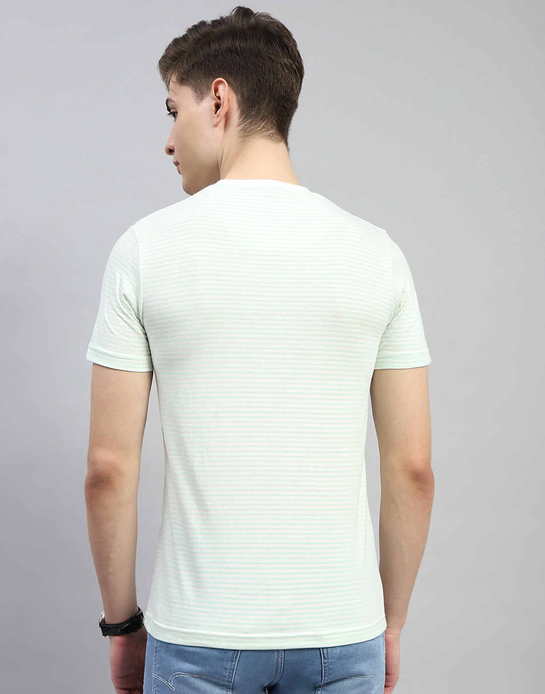 Men Green Printed Round Neck Half Sleeve T-Shirt