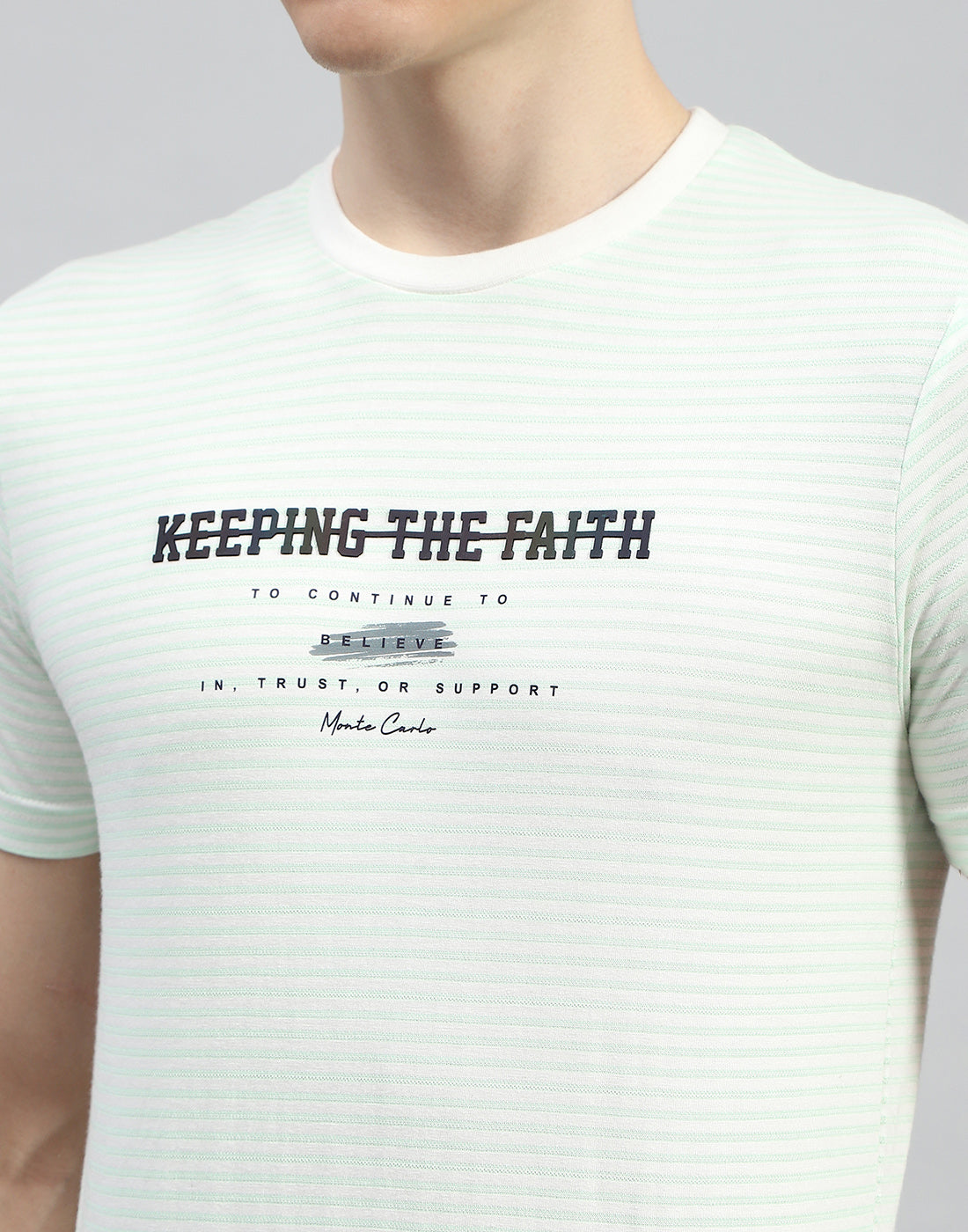 Men Green Printed Round Neck Half Sleeve T-Shirt