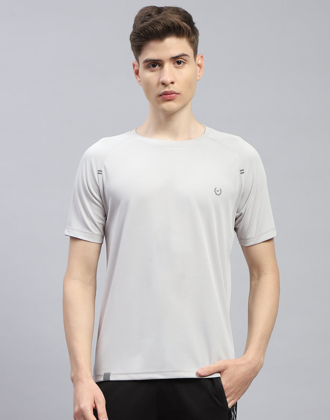 Men Grey Printed Round Neck Half Sleeve T-Shirt