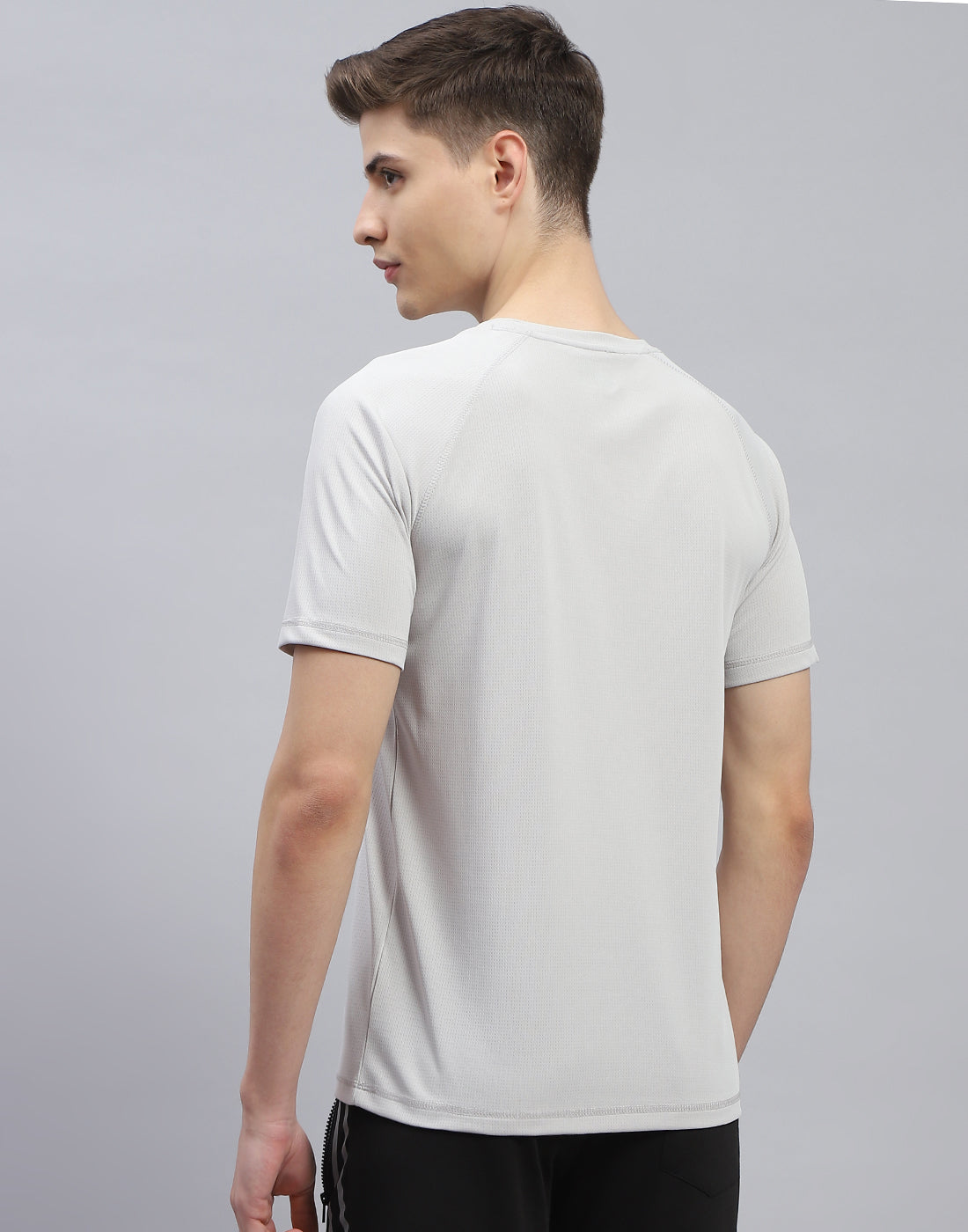 Men Grey Printed Round Neck Half Sleeve T-Shirt