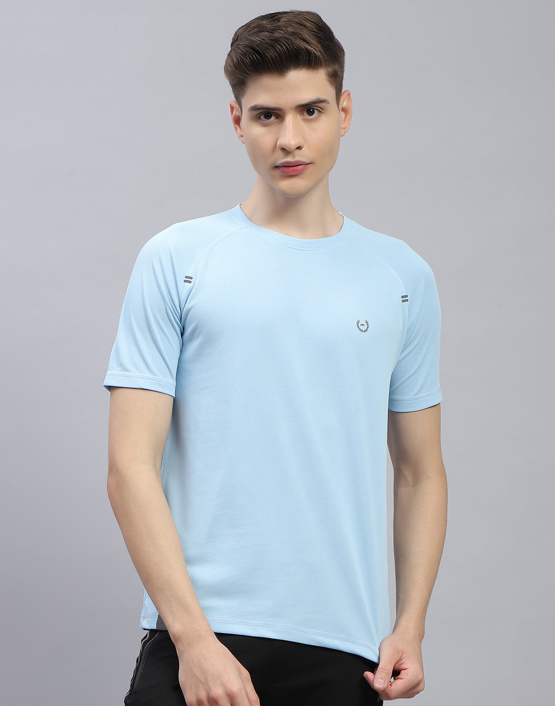 Men Blue Printed Round Neck Half Sleeve T-Shirt
