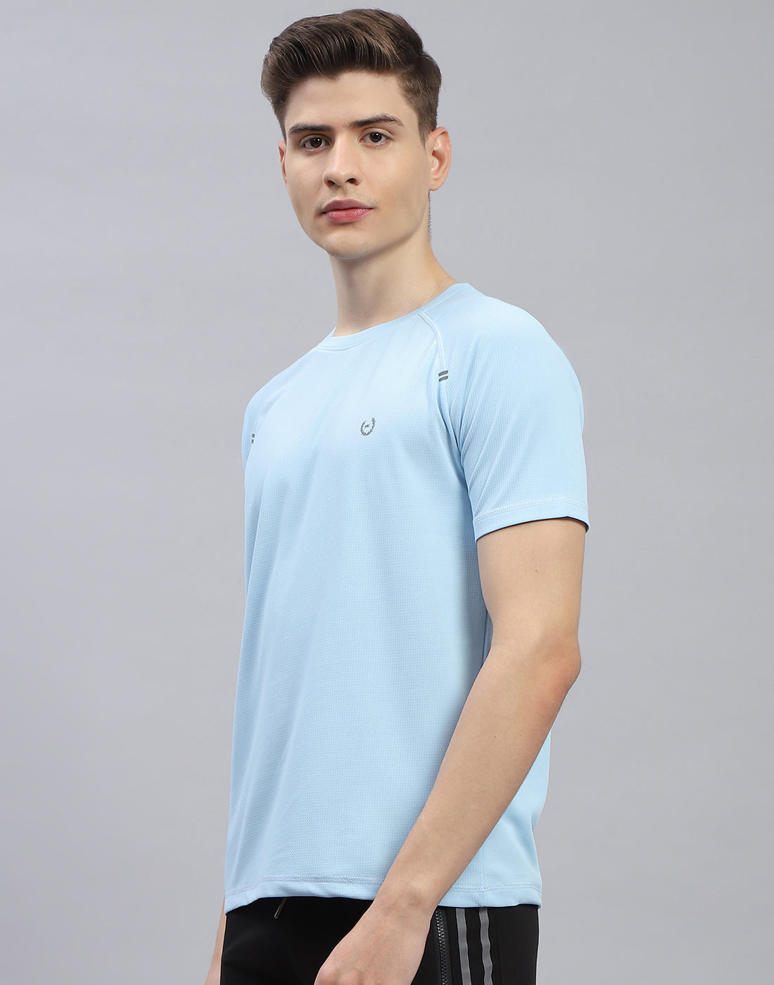 Men Blue Printed Round Neck Half Sleeve T-Shirt