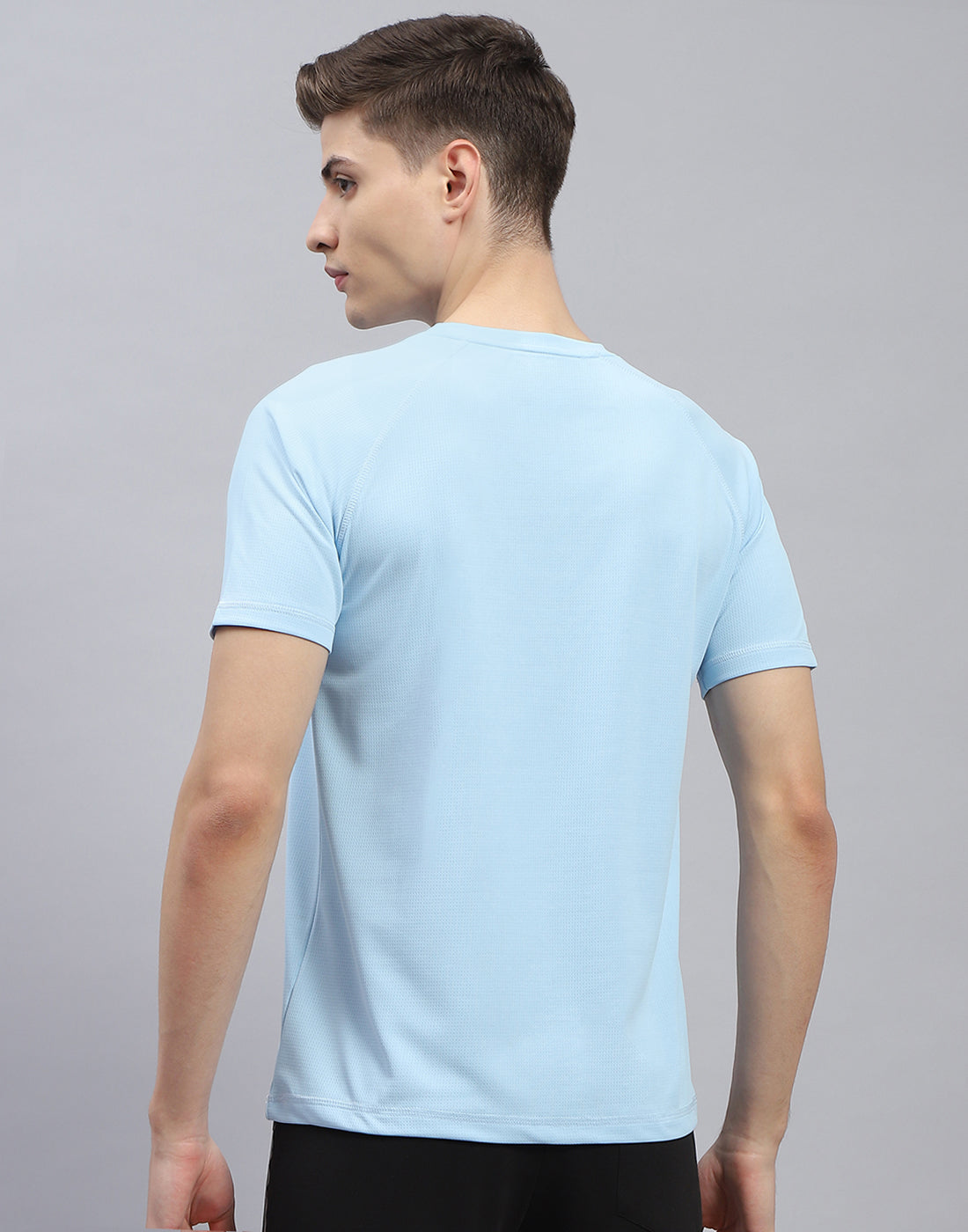 Men Blue Printed Round Neck Half Sleeve T-Shirt
