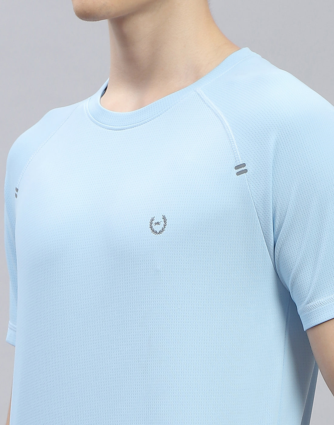 Men Blue Printed Round Neck Half Sleeve T-Shirt