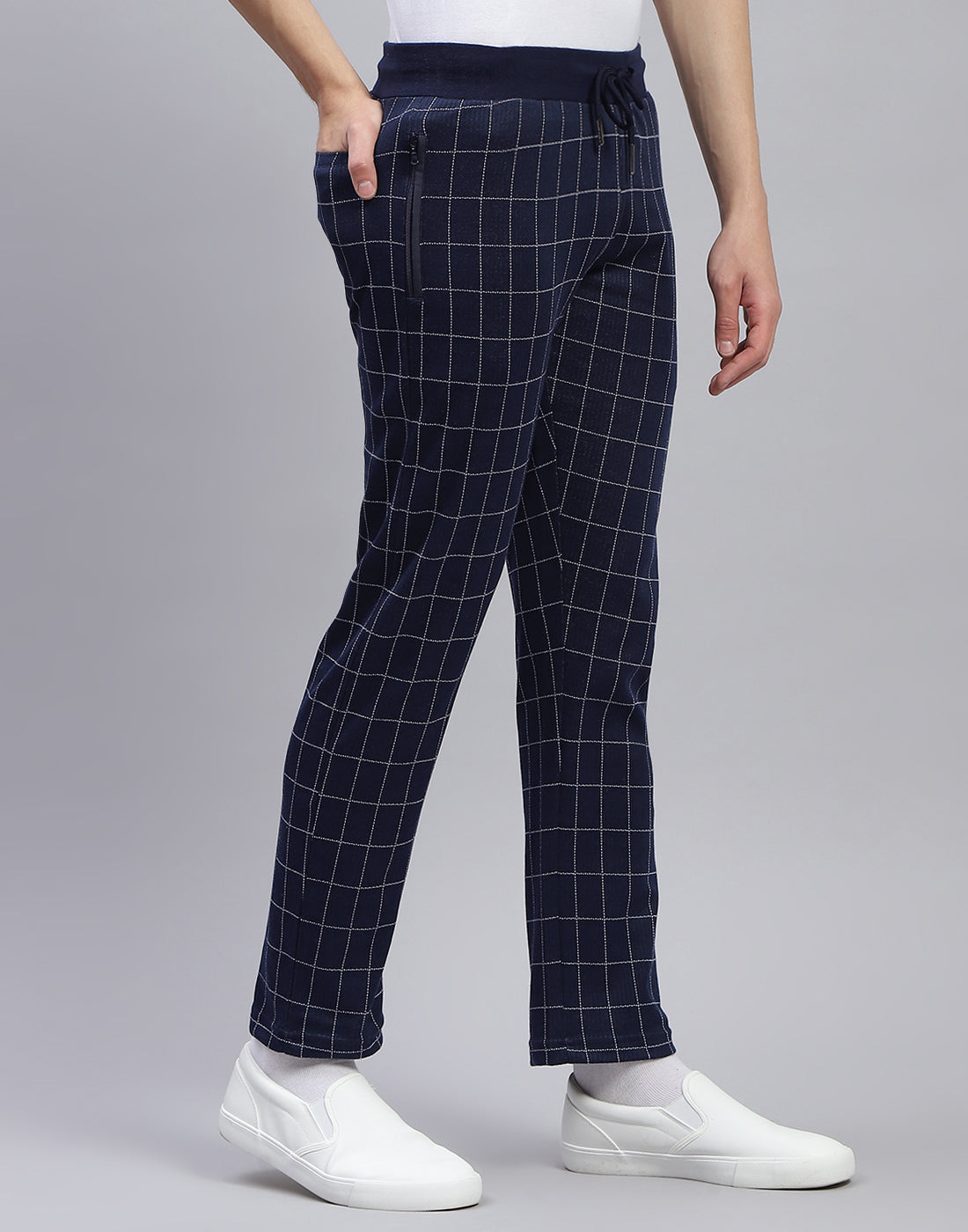 Men Blue Check Regular Fit Lower