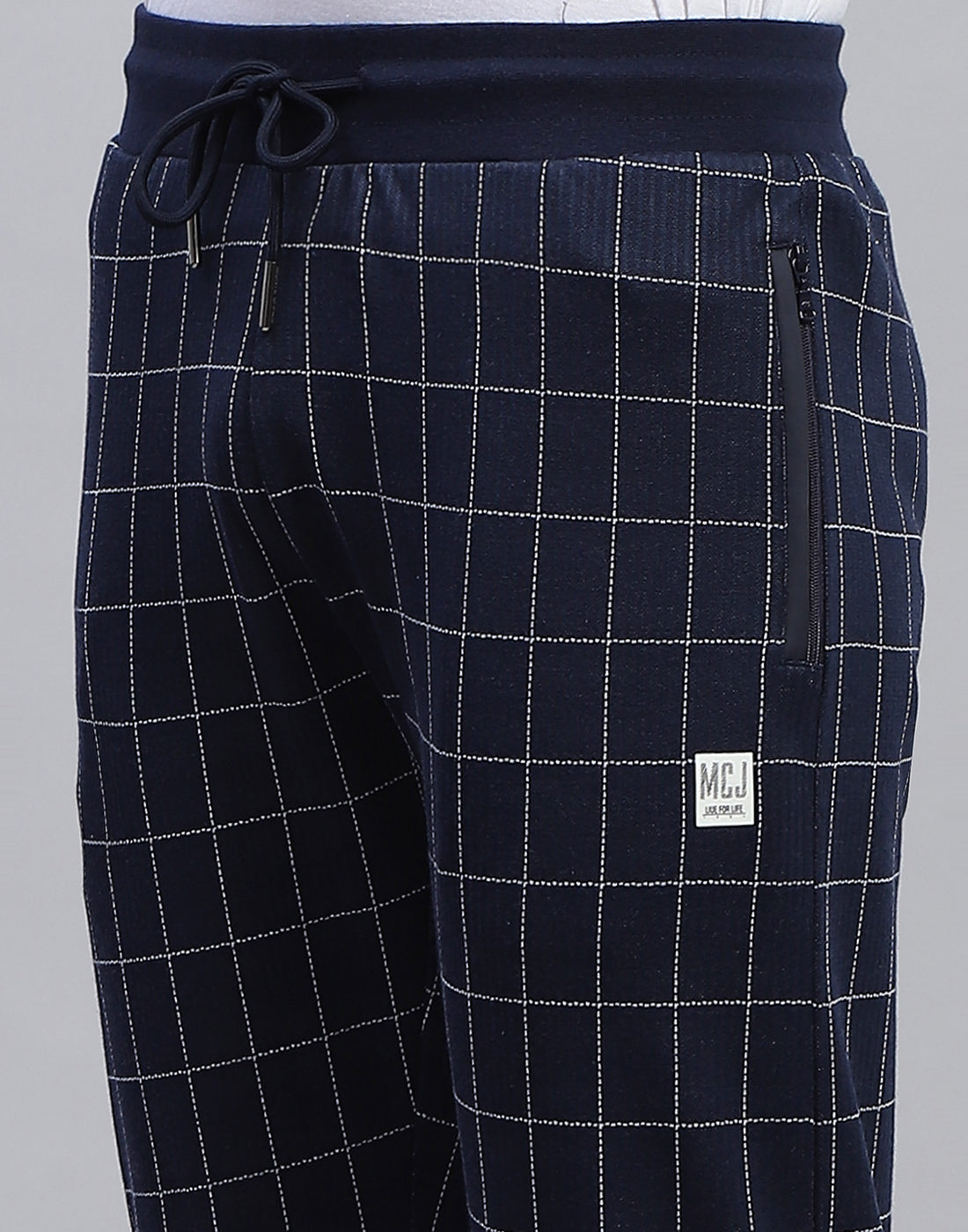 Men Blue Check Regular Fit Lower