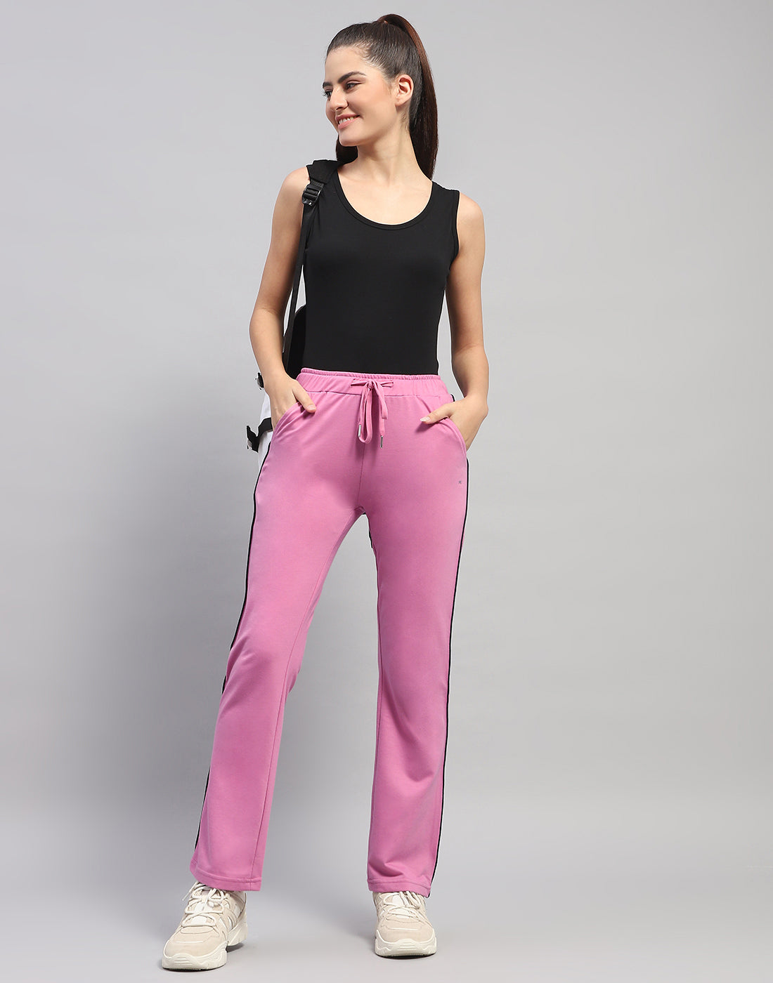 Women Mauve Solid Regular Fit Lower