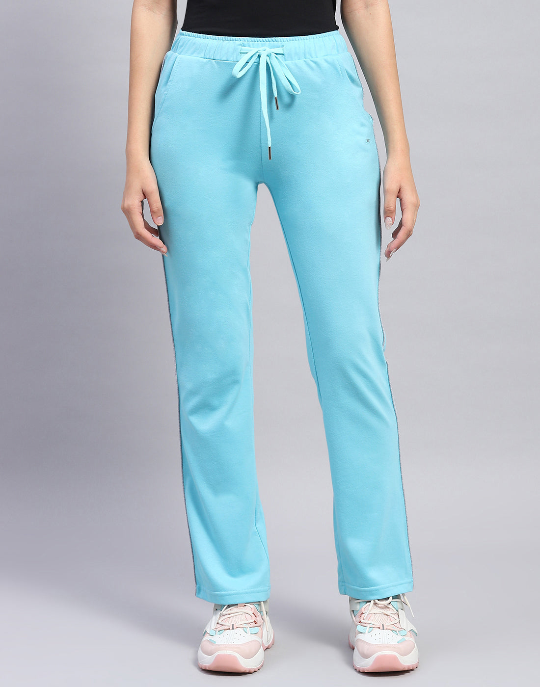 Women Turquoise Blue Solid Regular Fit Lower
