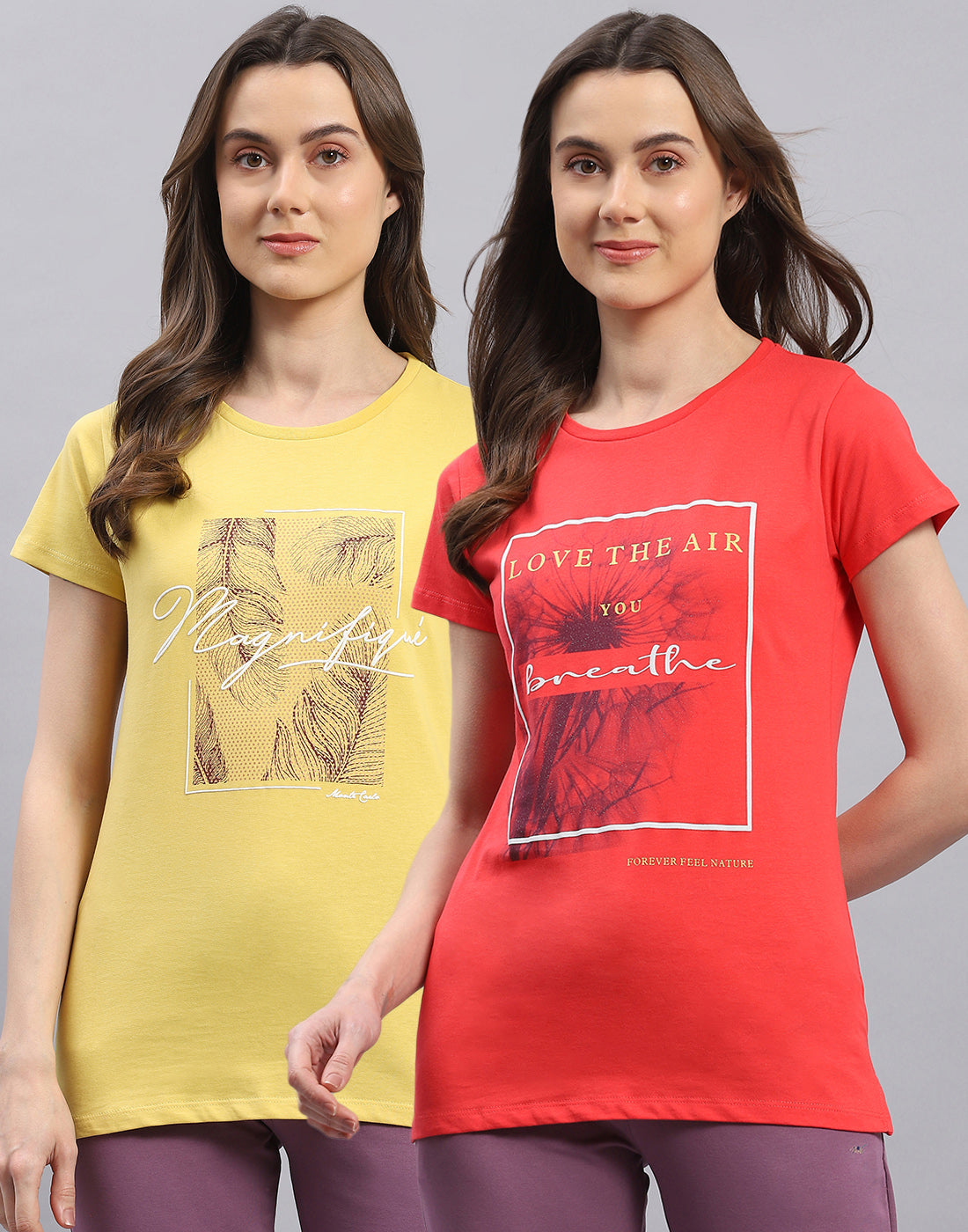 Women Red & Yellow Printed Round Neck Half Sleeve Top 2 Pc Set