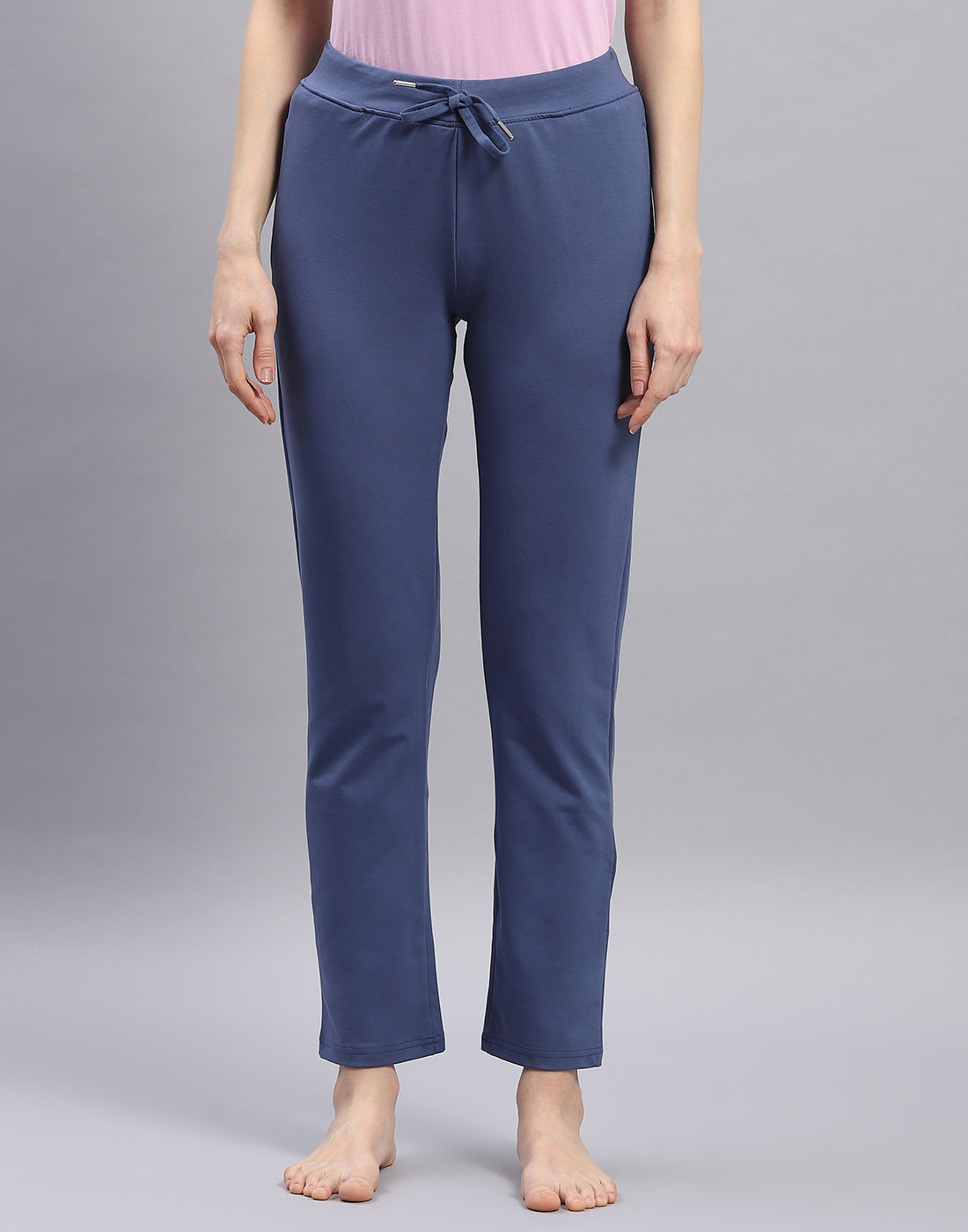 Women Navy Blue Solid Regular Fit Lower