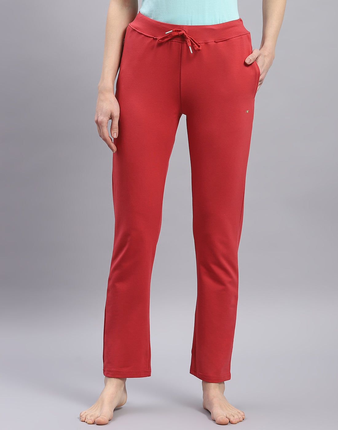 Women Red Solid Regular Fit Lower