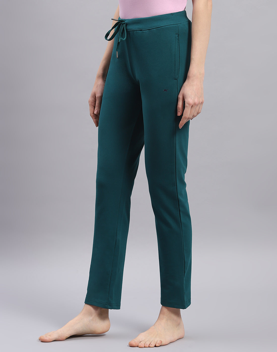Women Teal Blue Solid Regular Fit Lower