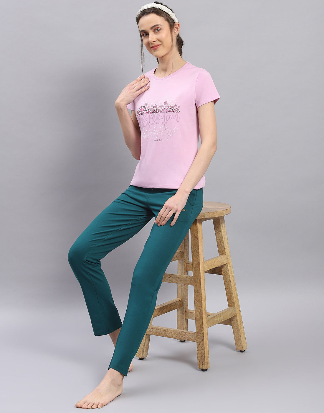 Women Teal Blue Solid Regular Fit Lower