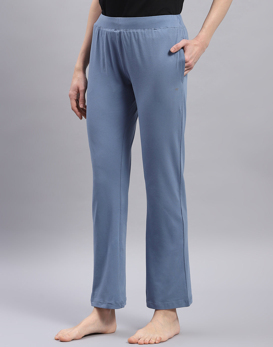 Women Grey Solid Regular Fit Lower