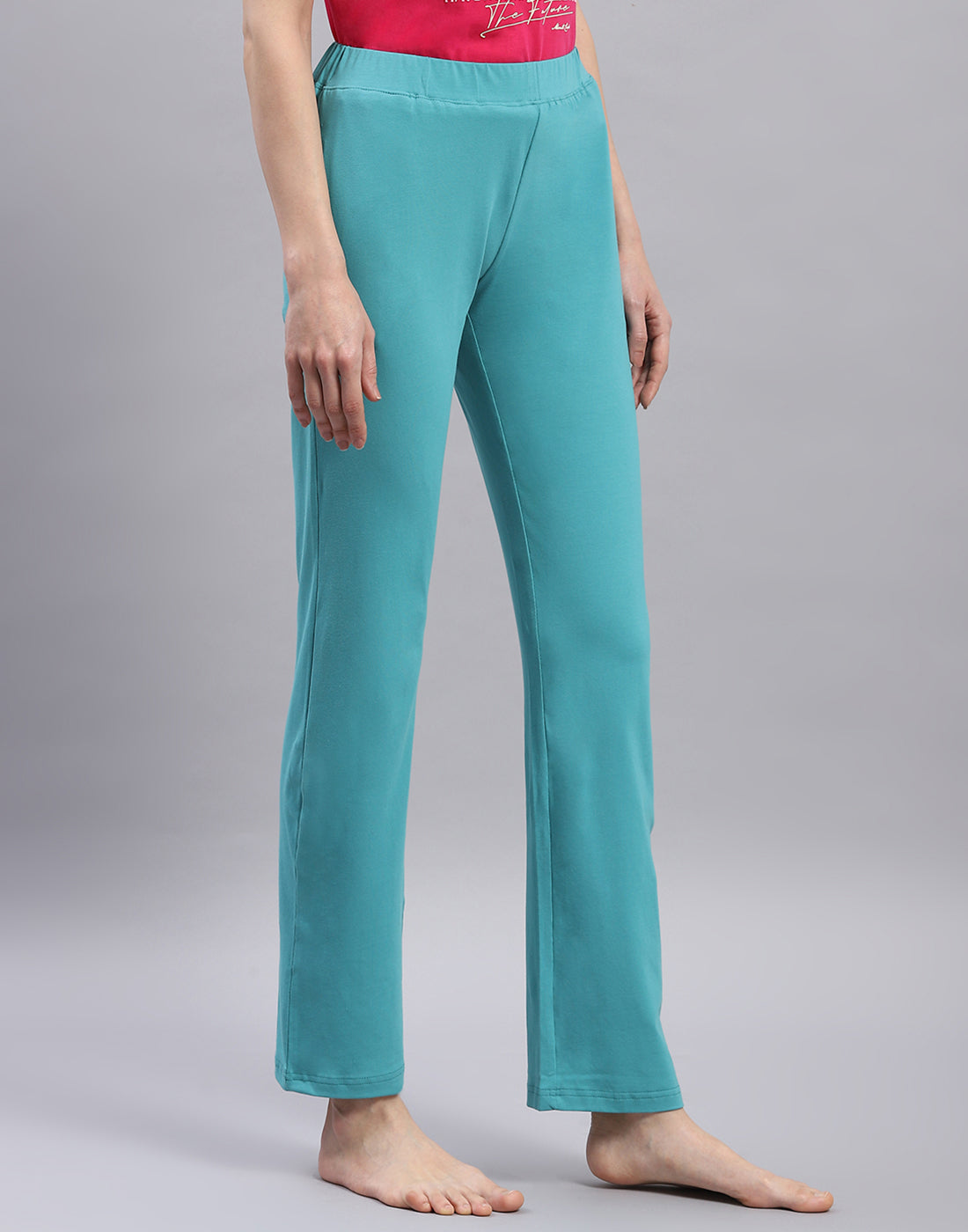 Women Turquoise Blue Solid Regular Fit Lower