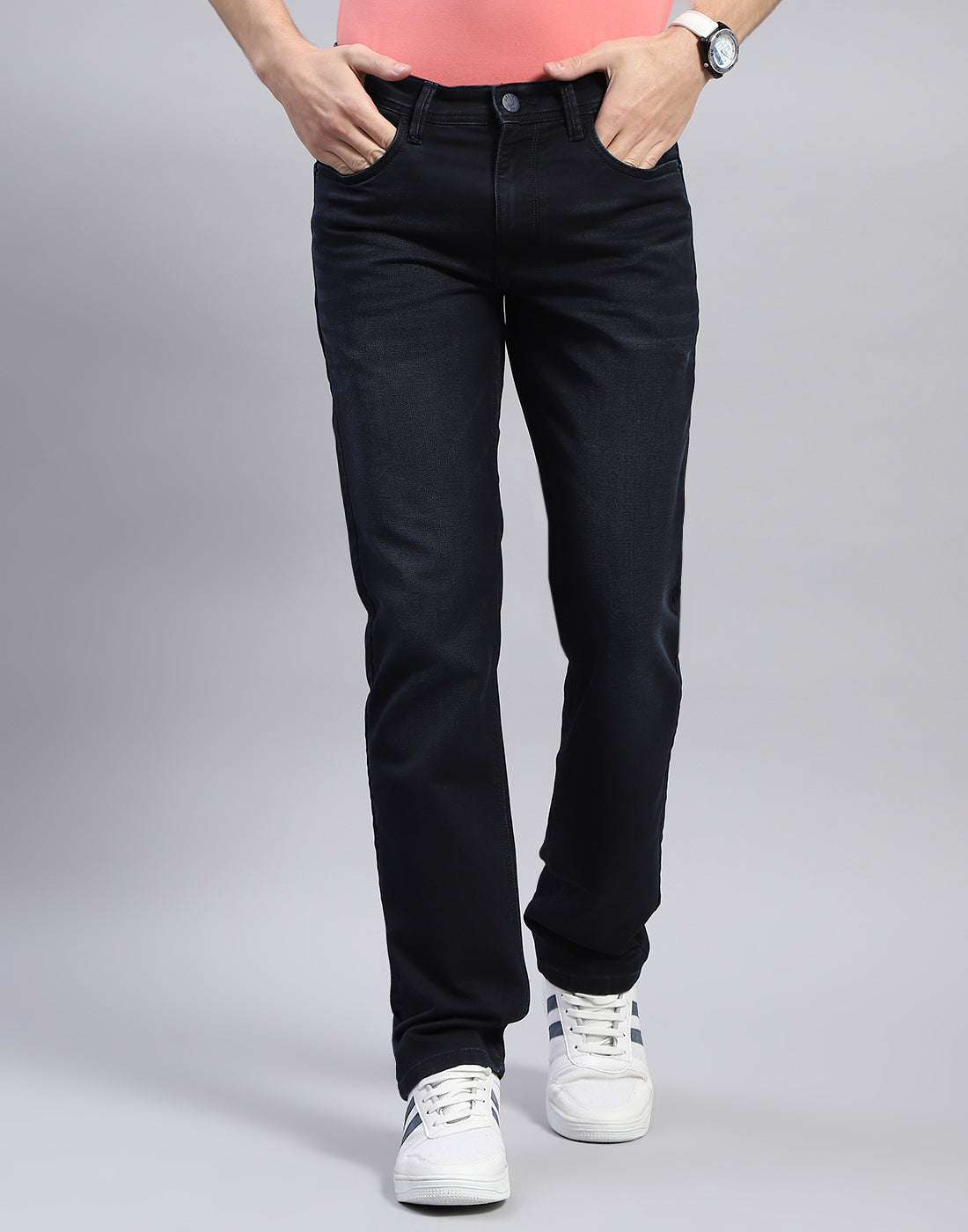 Men Blue Light Wash Straight Fit Denim