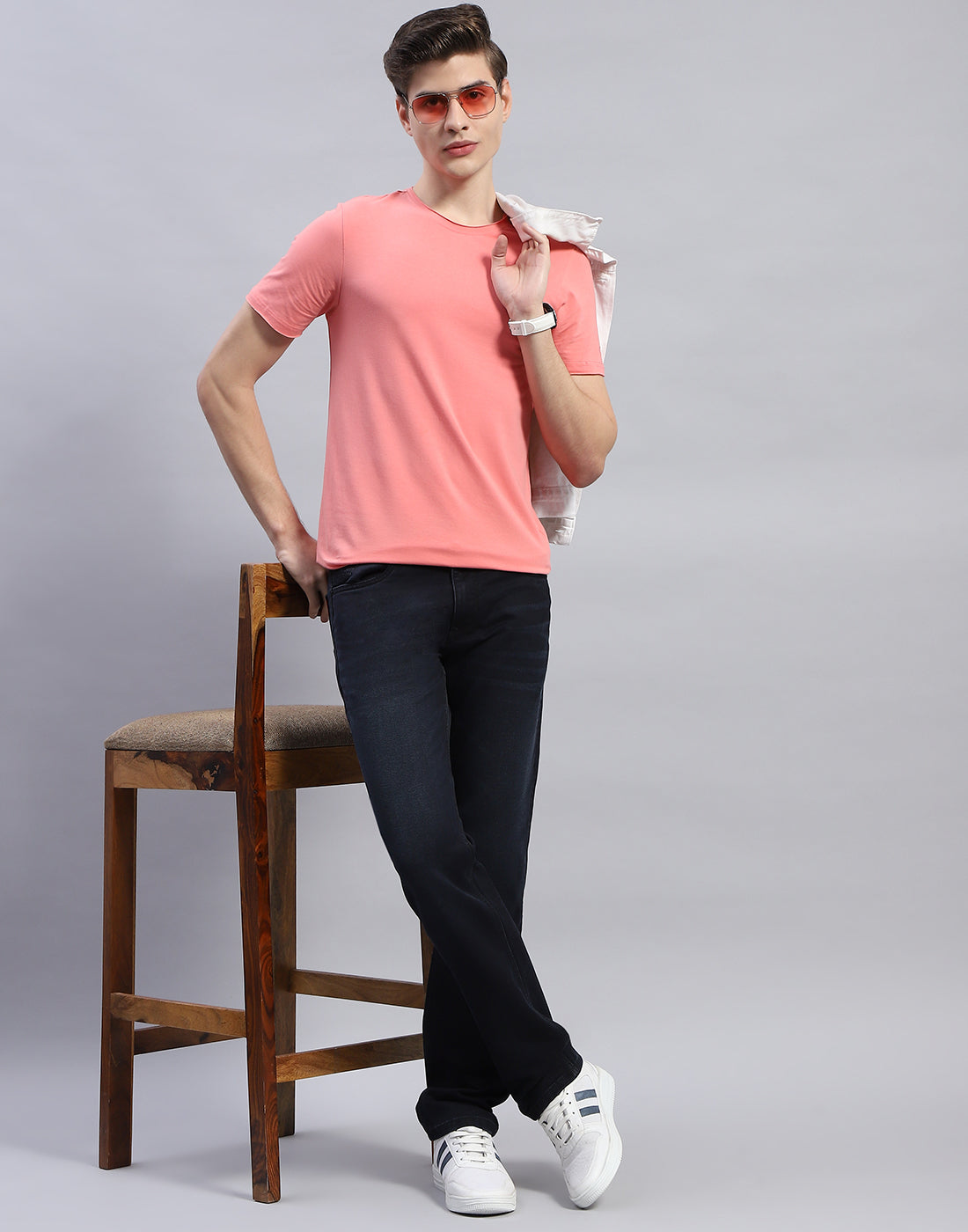 Men Blue Light Wash Straight Fit Denim