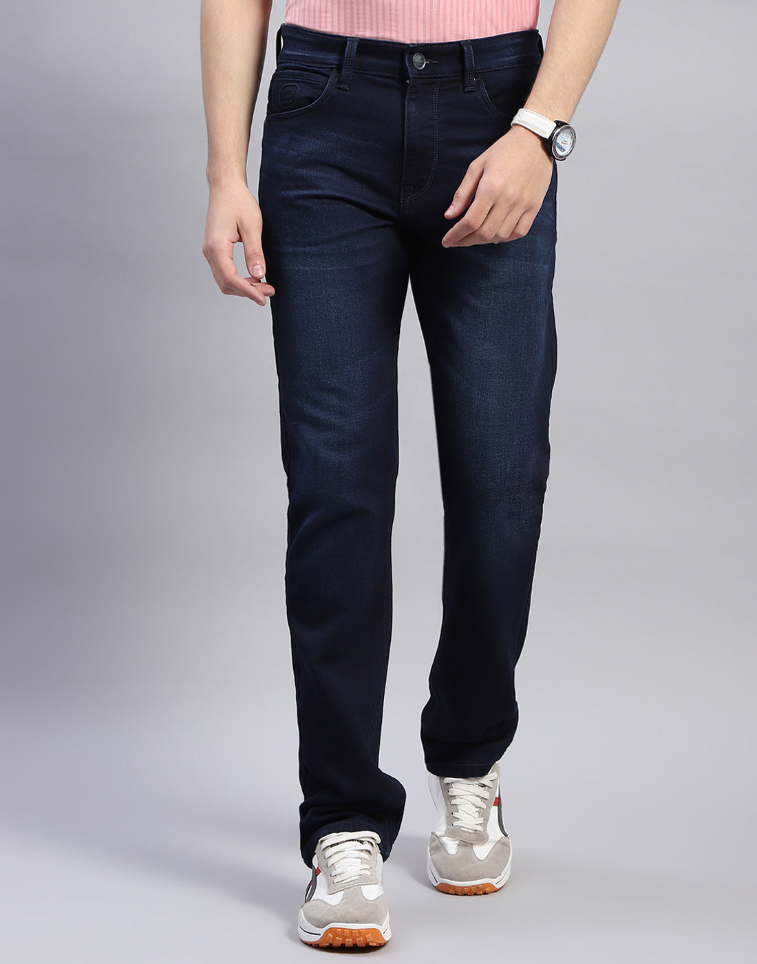 Men Blue Light Wash Straight Fit Denim